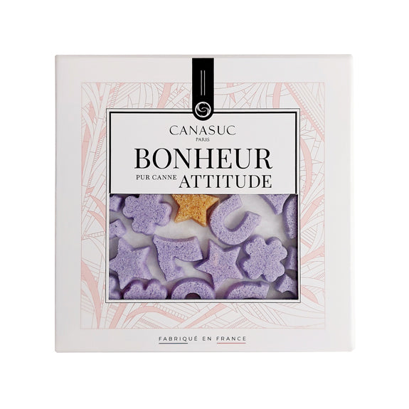 Window box "Bonheur Attitude" amber ; lavender lucky charms shaped sugars