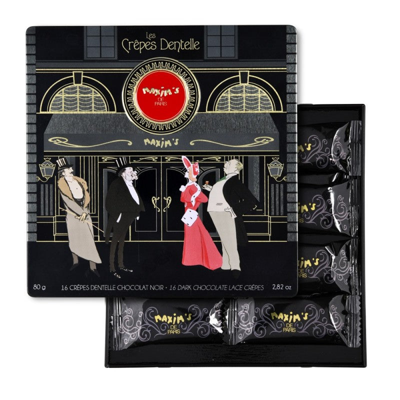 Maxim's 16 Dark Chocolate Lace Crepes in Tin 80g