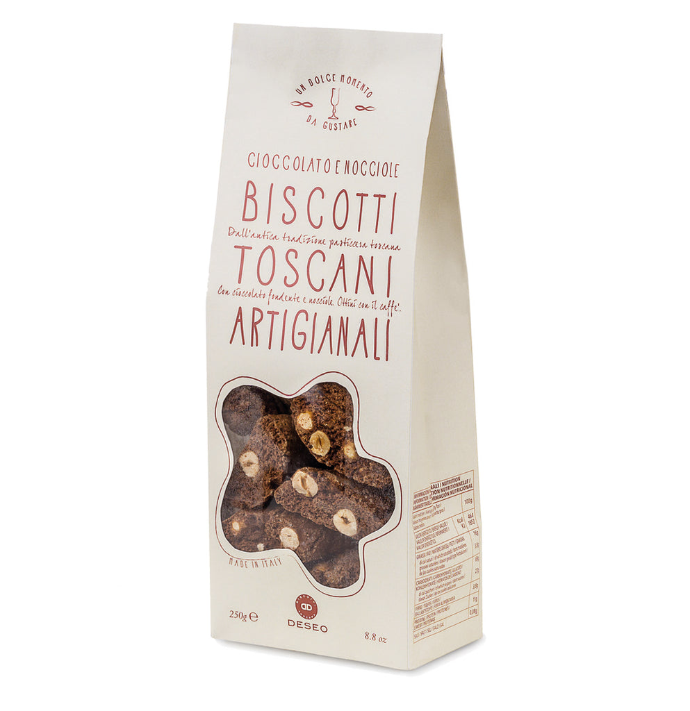 Deseo Artisanal Tuscan Biscuits Dark Chocolate and Hazelnuts 250g