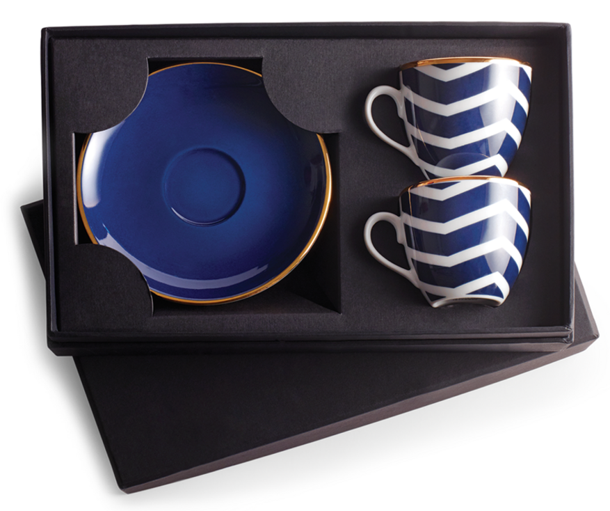 Selamlique Set of 2 cups Zigzag Navy Blue